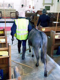 Photograph of the Arrival of the Donkey at St Helen's Church 14 April 2019