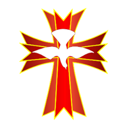 Pentecost Image of White Dove on Red Cross