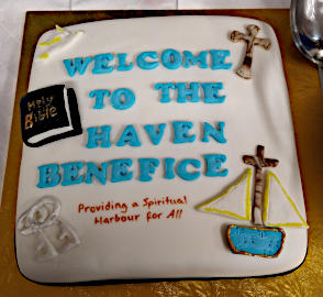Photograph of Welcome Cake at Buffet Following the Licensing of Revd Karen Wilson as Priest-in-Charge of the Haven Benefice